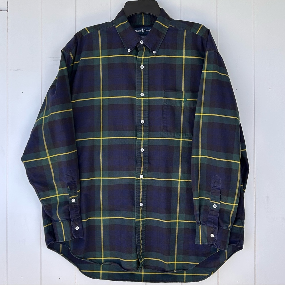Ralph Lauren Men’s‎ Big Shirt Button Down Shirt Plaid Long Sleeves Size Large